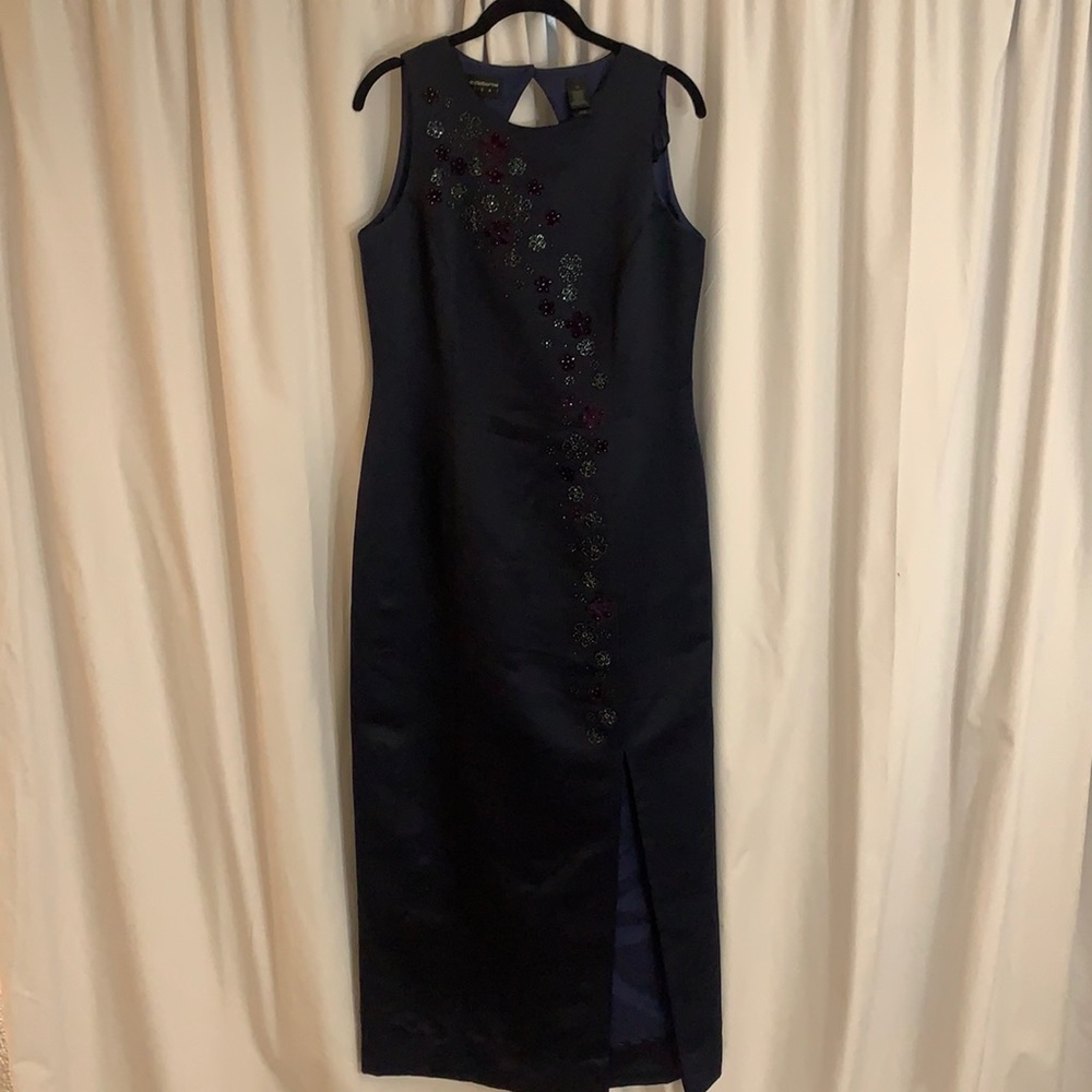 Liz Claiborne navy blue dress with flower beading